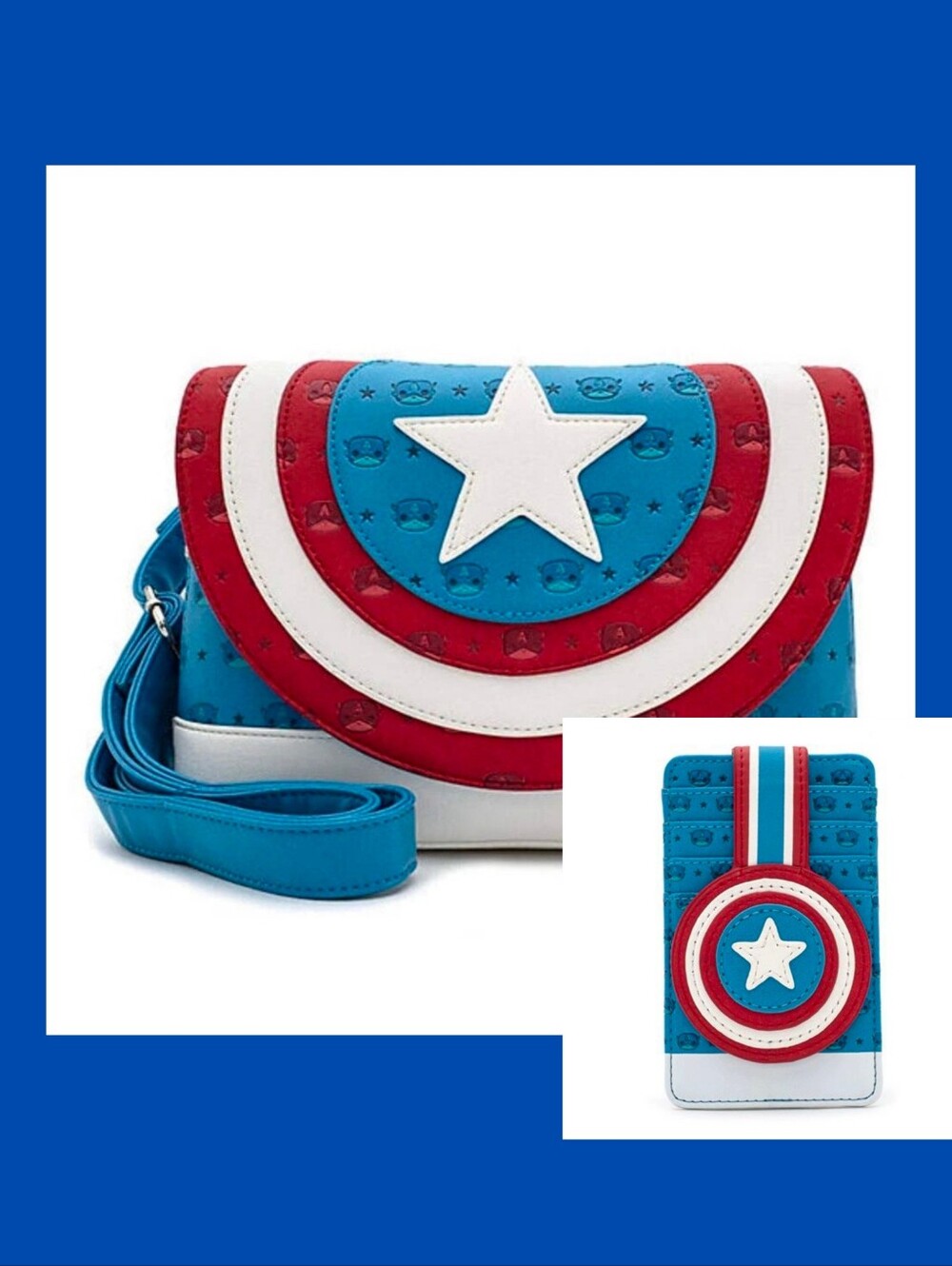 Loungefly Marvel Captain America POP! Crossbody Purse Wallet Set NWT